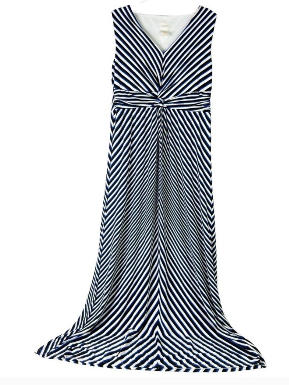 Chico's Navy and White Striped Maxi Dress-Skirt